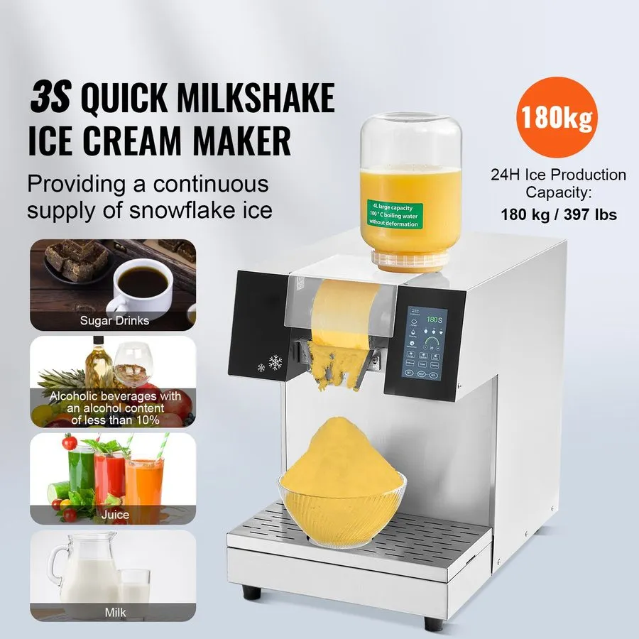 Льдогенератор Commercial Snowflake Ice Machine 397LBS/24H Ice Shaver Snow Cone