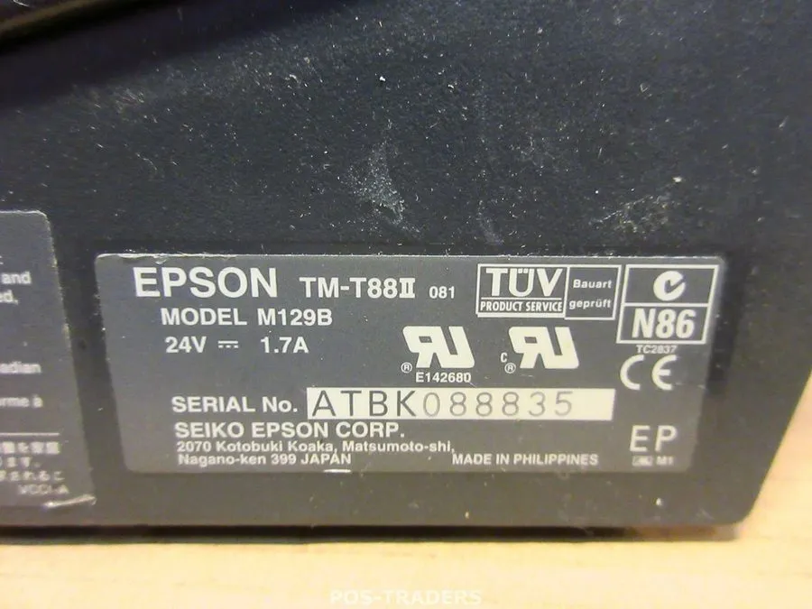 Принтер чеков EPSON TM-T88II MODEL 129B POS THERMAL RECEIPT PRINTER SERIAL PORT