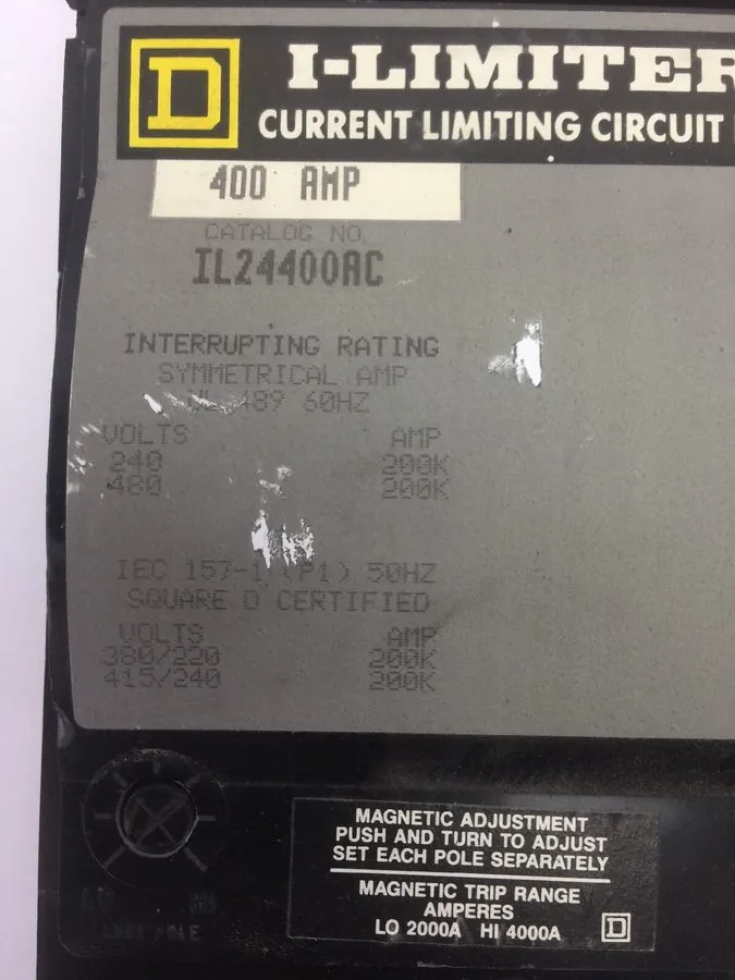 Автоматический выключатель SQUARE D IL24400AC 400A 2-POLE 480V I-LIMITER I-LINE 