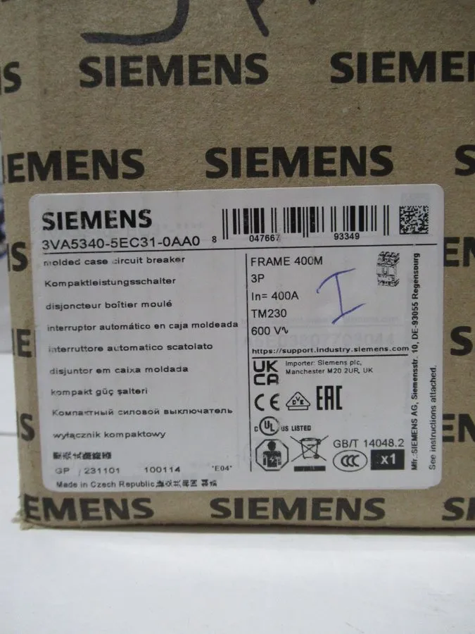 Автоматический выключатель Siemens 3VA5340-5EC31-0AA0 Bolt On Circuit Breaker 40