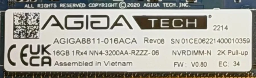 Сервер 24x16GB Server ECC NVRDIMM-N 1Rx4 DDR4 NN4-3200AA-RZZZ-06 288-pin 1.2v SM