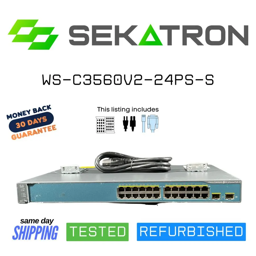 Коммутатор 🔀 Cisco WS-C3560V2-24PS-S 24-Port PoE Managed Gigabit Switch ⚡