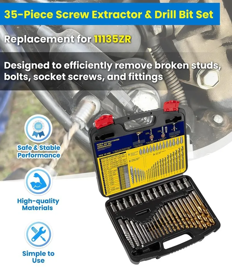 Режущий инструмент 35-Piece Screw Extractor and Drill Bit Set 11135ZR Remove Bro — фото лота 1
