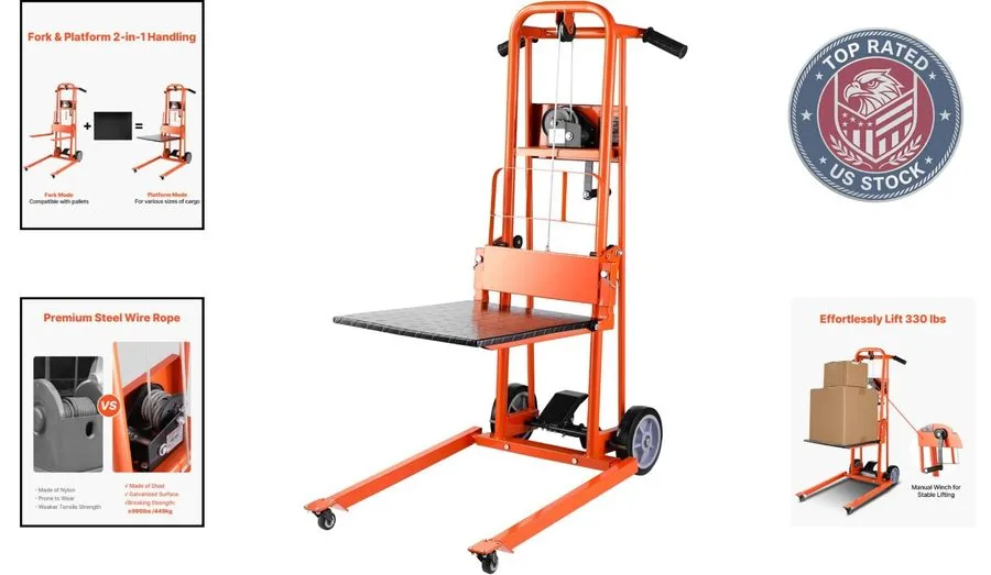 Оборудование 330lbs Capacity Manual Winch Stacker with 42.9in Height
