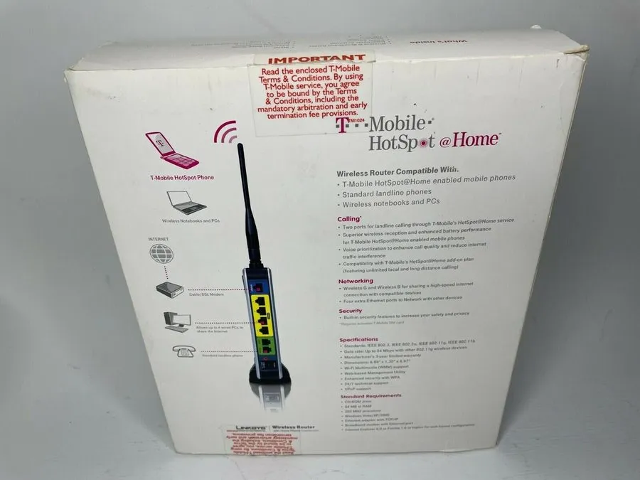 Маршрутизатор T-MOBILE HOTSPOT@HOME LINKSYS WIRELESS ROUTER PHONE WRTU54G-TM — фото лота 1