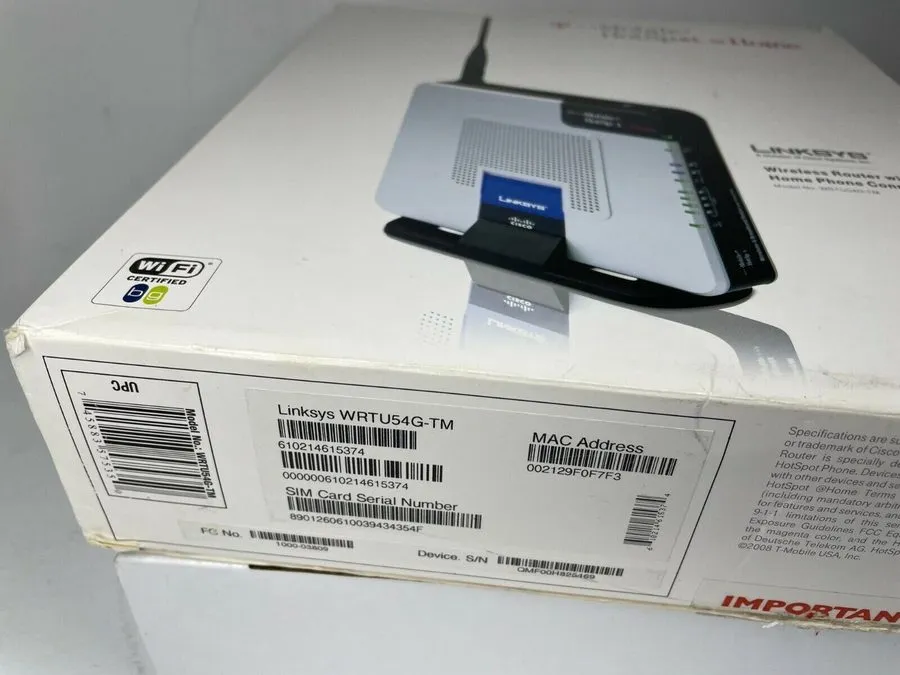 Маршрутизатор T-MOBILE HOTSPOT@HOME LINKSYS WIRELESS ROUTER PHONE WRTU54G-TM — фото лота 2