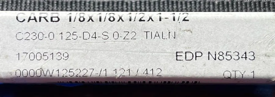 Режущий инструмент Niagara Cutter 1/8” Solid Carbide 2 Flute Square End Mill TiA