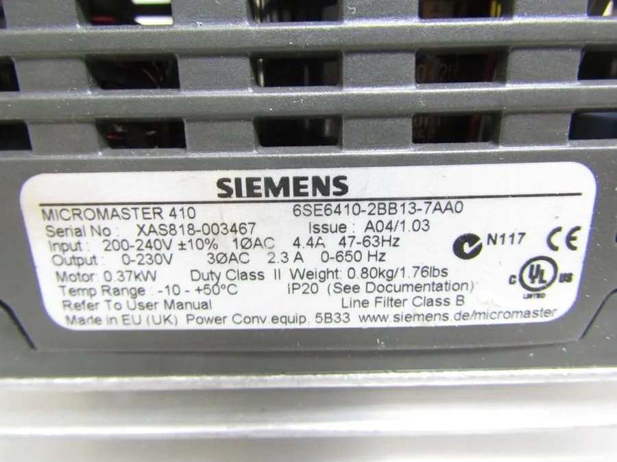 Частотный преобразователь Siemens Drive 6SE6410-2BB13-7AA0 Micromaster 410 0.37k