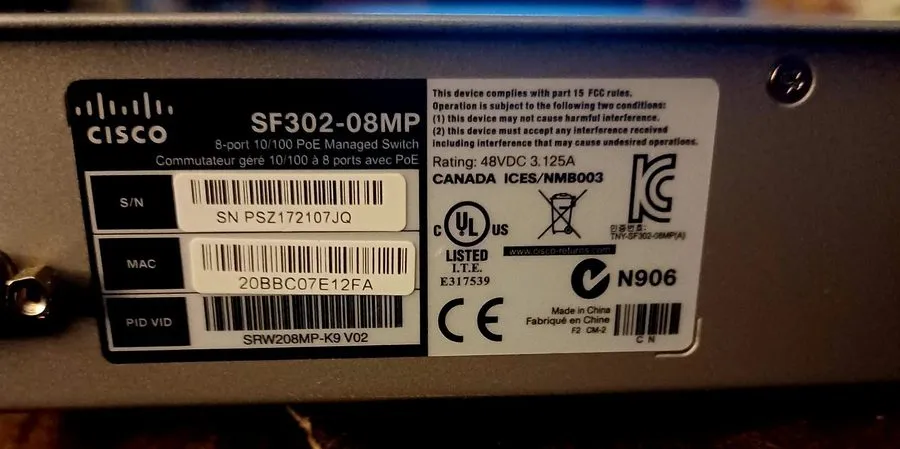 Коммутатор Cisco SF302-08 8-Port 10/100 Managed Network Switch — фото лота 1