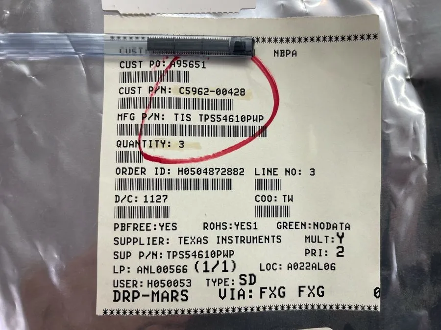 Микросхема ( LOT) TPS54610PWP, TEXAS INSTRUMENTS, IC REG BUCK ADJ 6A SYNC 28HTSS