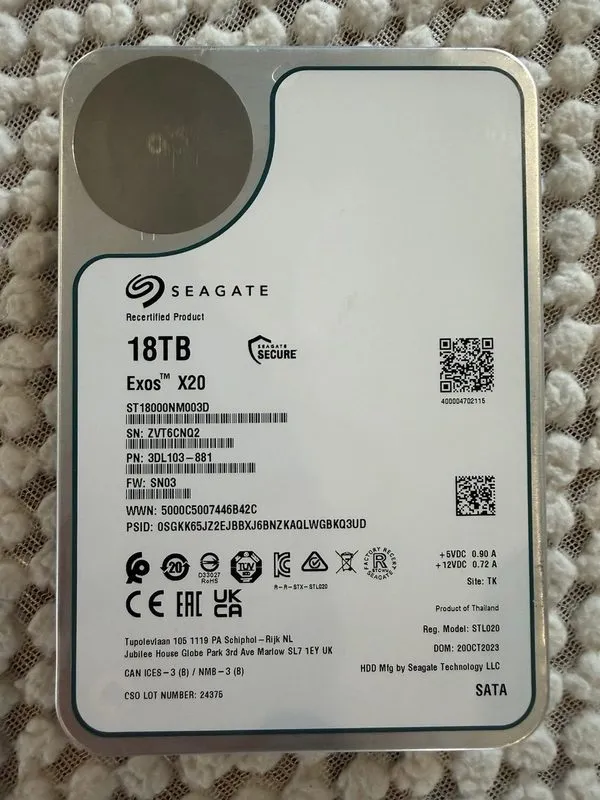 Жёсткий диск Seagate Exos X20 ST18000NM003D 18TB SATA 6Gb/s 7200 3.5" Enterprise — фото лота 2