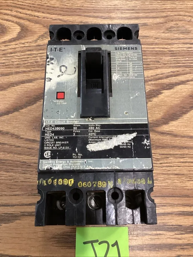 Автоматический выключатель Siemens HED43B090 90 Amp 3 Pole 480V HED4 Circuit Bre