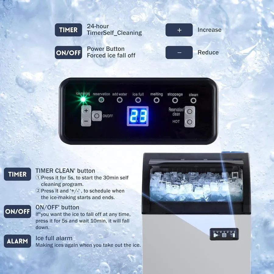 Льдогенератор VEVOR Commercial Ice Maker 100 lbs/24h Ice Machine 16-30 lbs Stora — фото лота 2