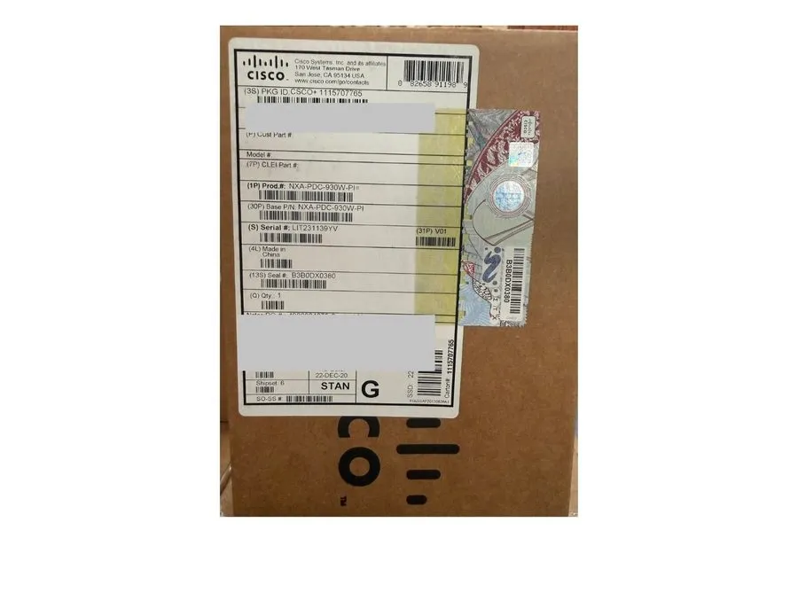 Коммутатор Cisco NXA-PDC-930W-PI Cisco Nexus 9000 930W DC PS, Port-side Intake