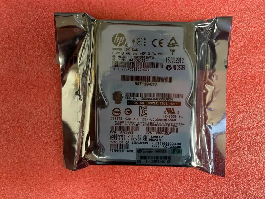 Жёсткий диск HP 900GB 10K SAS 6G 2.5" EG0900FBVFQ HDD 641552-004 507129-018 Supp