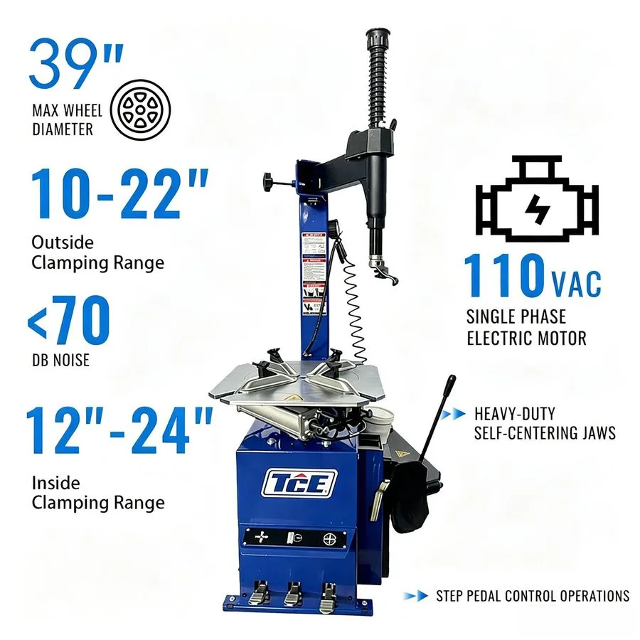 Шиномонтажный станок TCE 3-Pedal Tire Changer, Heavy-Duty Tire Mounting Wheel Ma