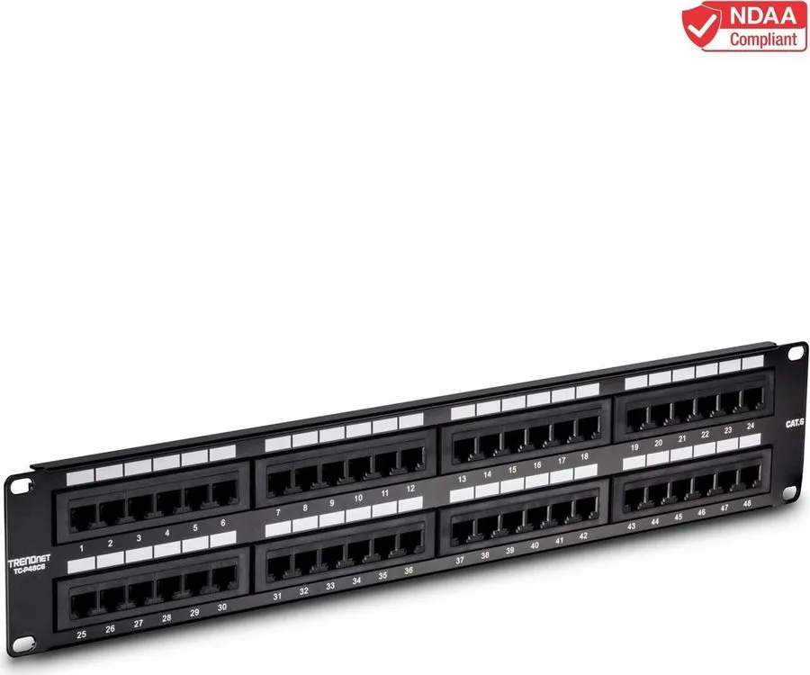 Патч-панель TRENDnet TC-P48C6 48-Port Cat6 RJ-45 Patch Panel 2U 19in Rackmount