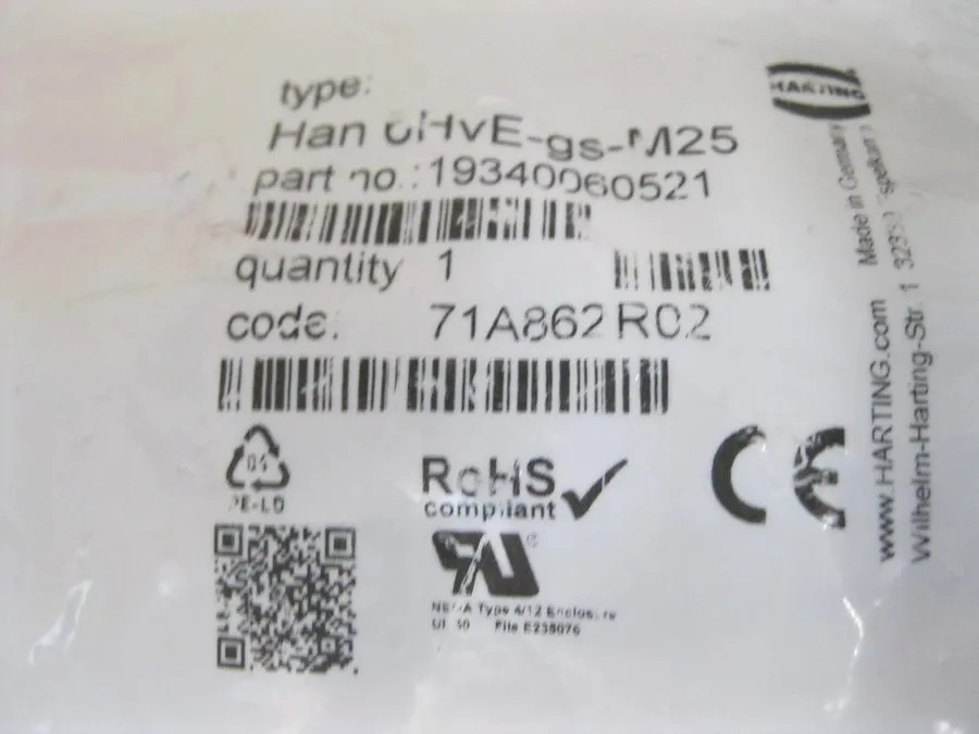 Разъём HARTING 19340060521 CONNECTOR HOUSING