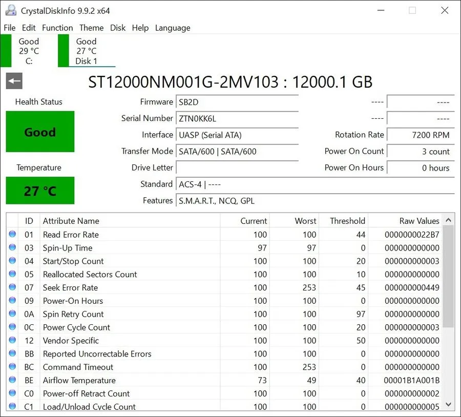 Жёсткий диск Seagate Exos X16 ST12000NM001G 12TB Hard Drive Internal SATA/600 72