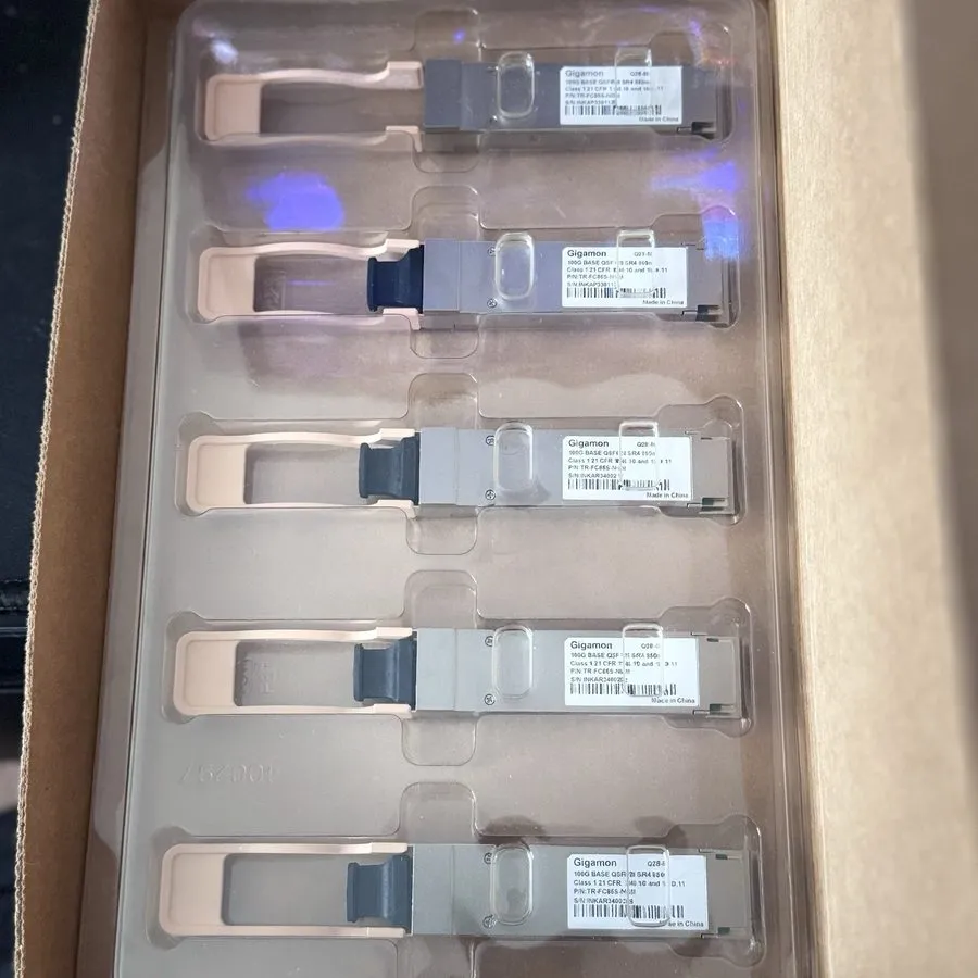 Трансивер 5X Gigamon 100G Base QSFP28 SR4 850NM Q28-502 TR-FC85S-NGM — фото лота 1