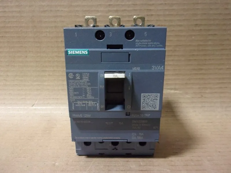 Автоматический выключатель 3VA4170-5ED34-0AA0 SIEMENS 3 POLE 70 AMP BOLT-ON CIRC