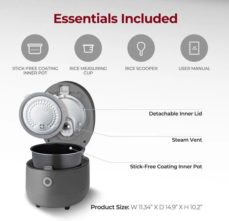 Рисоварка CUCKOO Micom Fuzzy Logic Rice Cooker, 12-Cup Cooked, Gray, CR-0675FG
