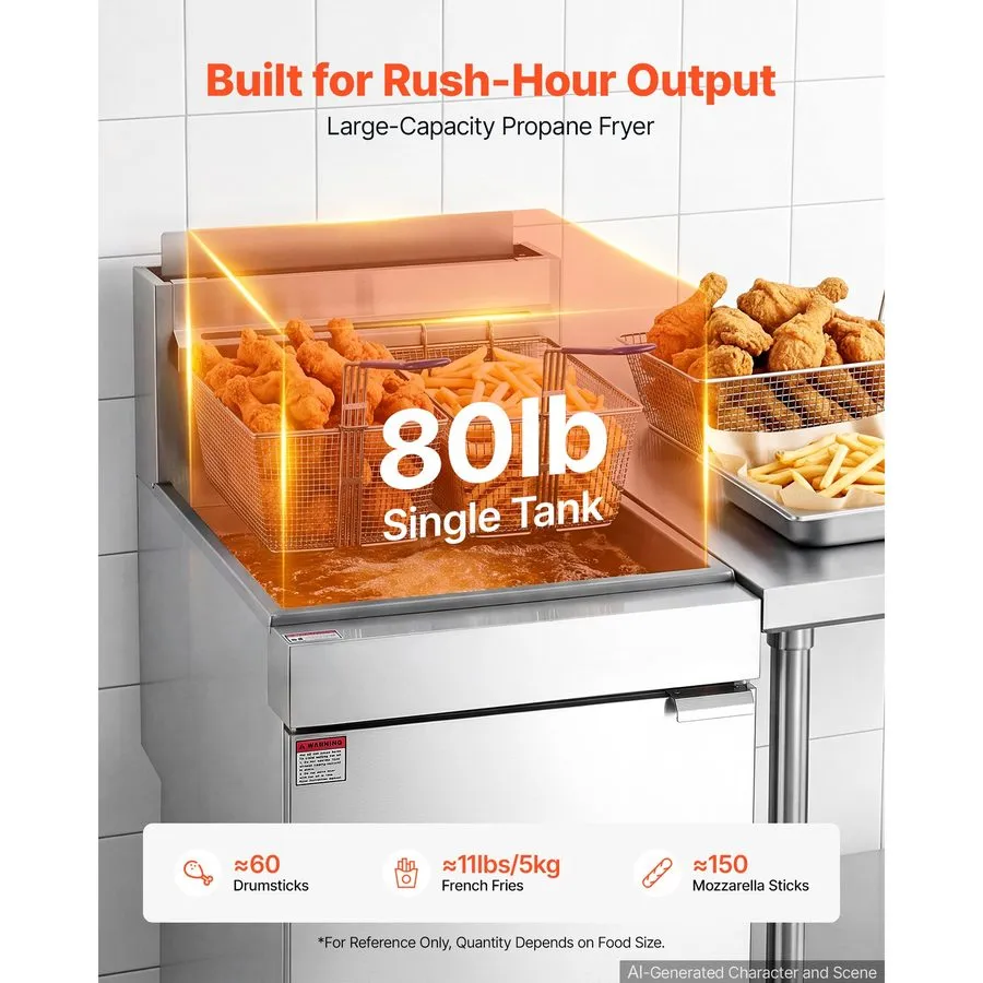 Фритюрница Uimoso Commercial Propane Deep Fryer with 2Baskets and5-Tube Burner, 