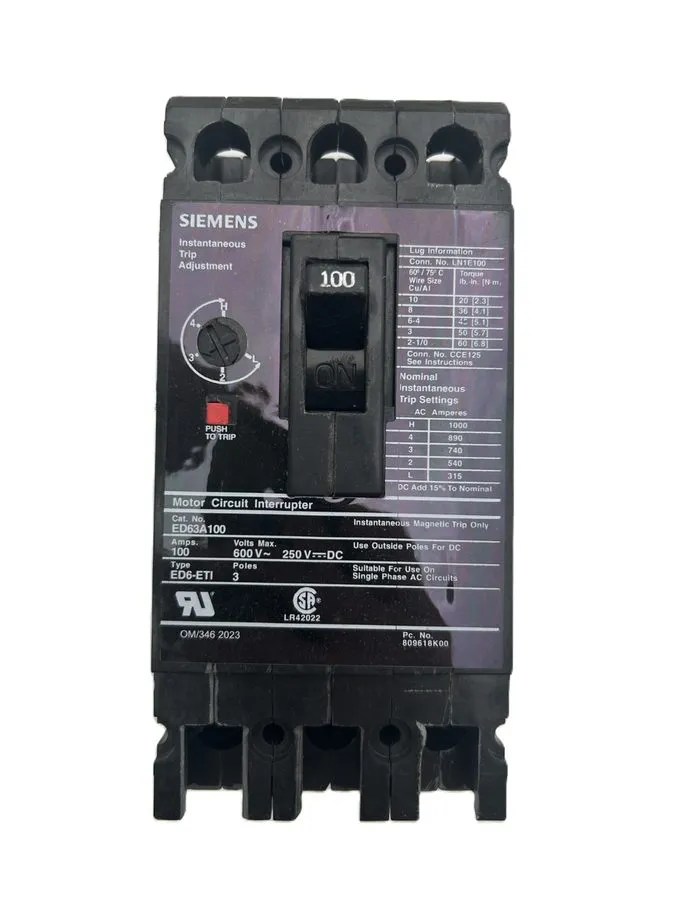 Автоматический выключатель Siemens ED63A100 Sentron Series Circuit Breaker 100A  — фото лота 2