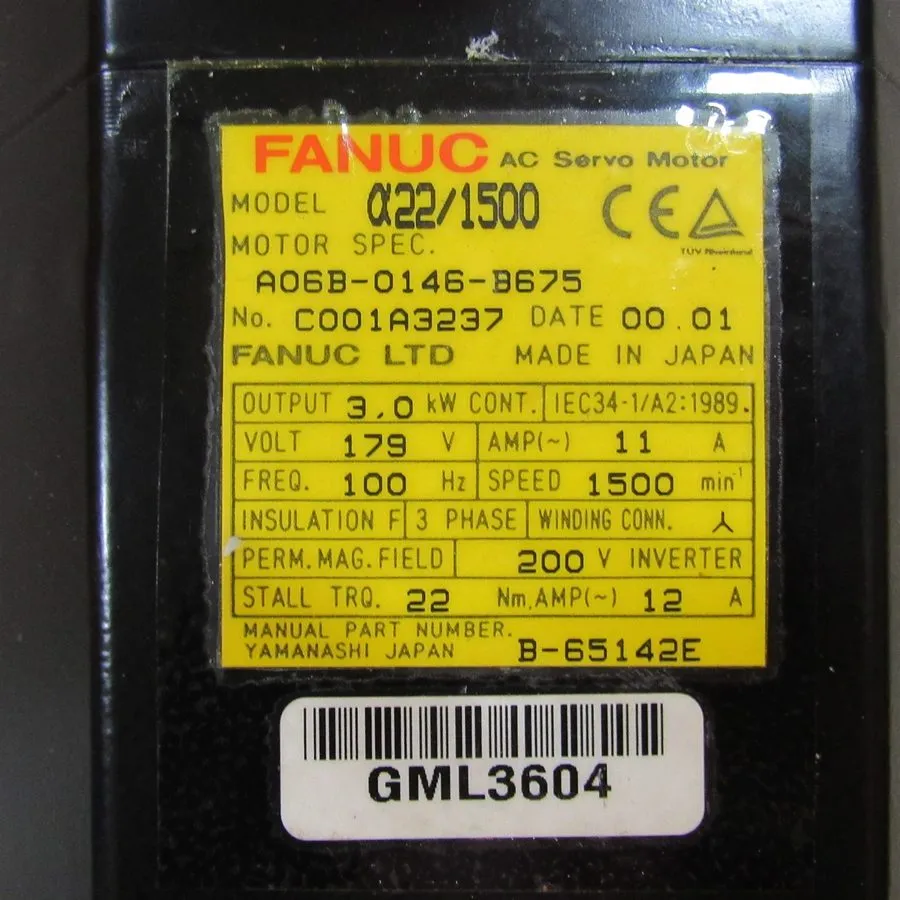 Серводвигатель Fanuc A06B-0146-B675 AC Servo Motor A22/1500 3.0 kW 3PH