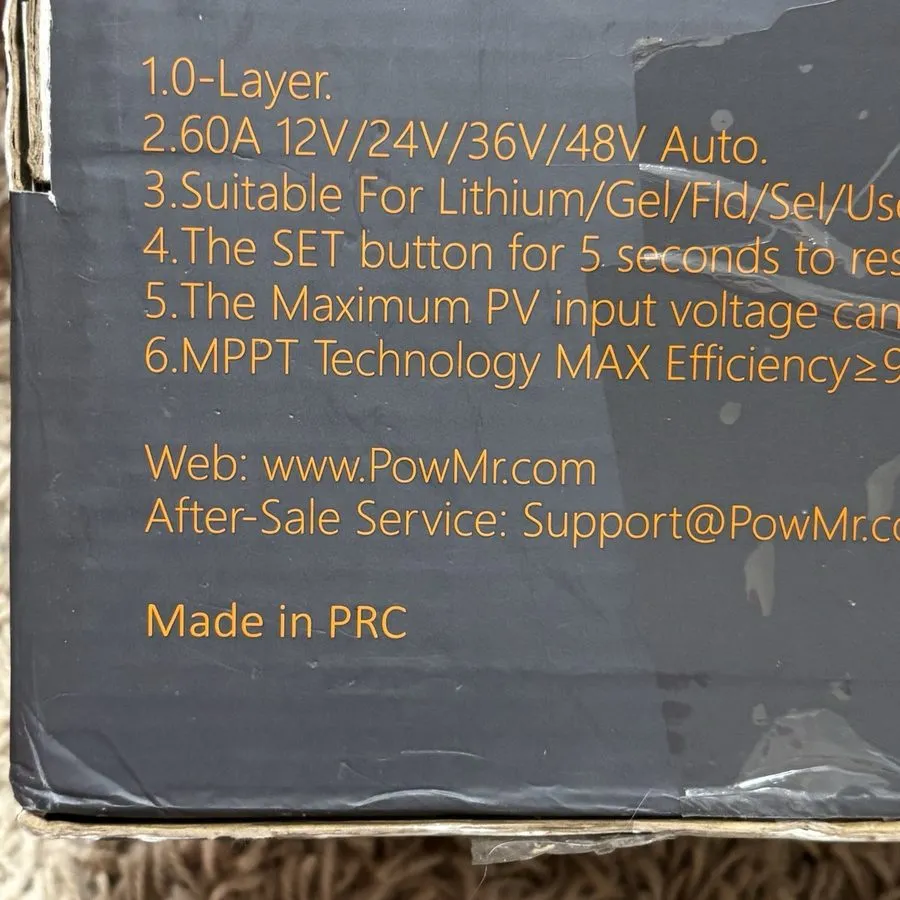 Аккумулятор PowMr 60A MPPT Solar Charge Controller 12V 24V 36V 48V POW-M60-ULTRA — фото лота 1