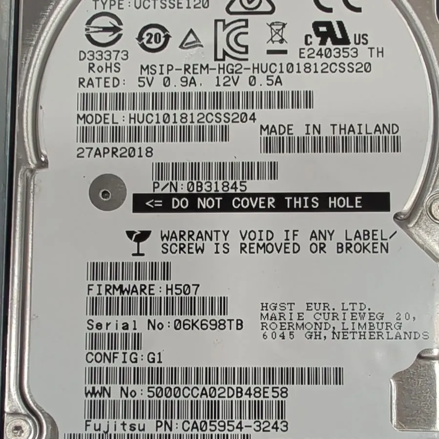 Жёсткий диск HGST Ultrastar 1.2TB 2.5in SAS 12Gb/s 10K 128MB Hot Swap HDD 0B3184 — фото лота 1