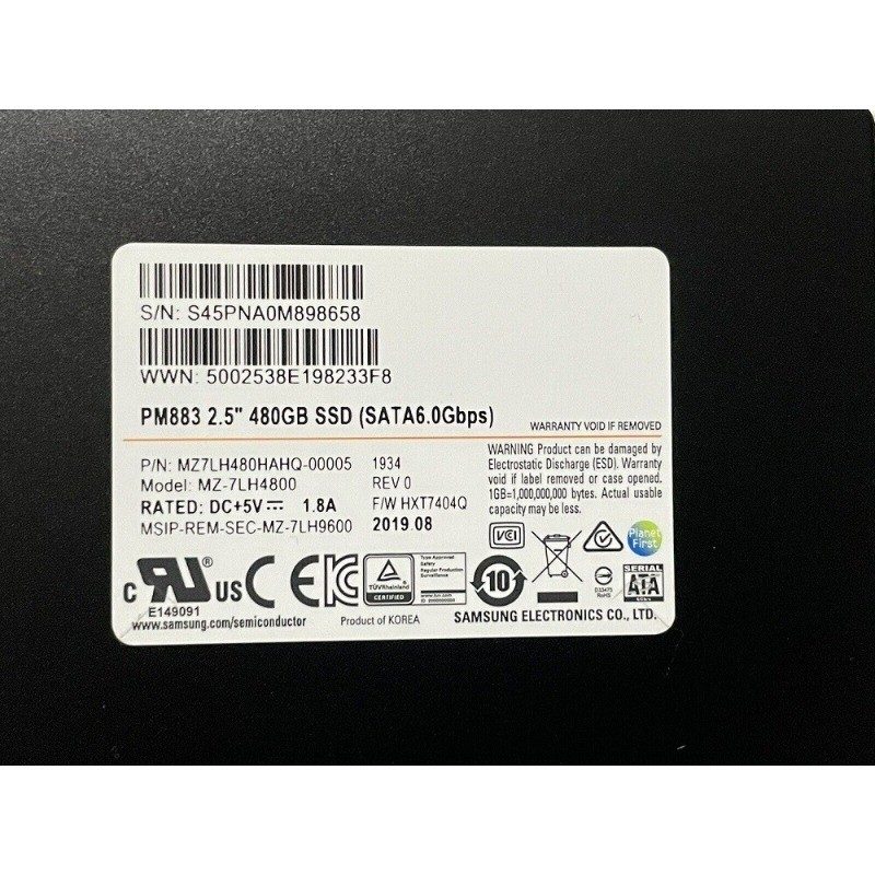 SSD-накопитель Samsung PM883 480G 480GB SATA 6.0Gbps Enterprise SSD MZ-7LH4800 M