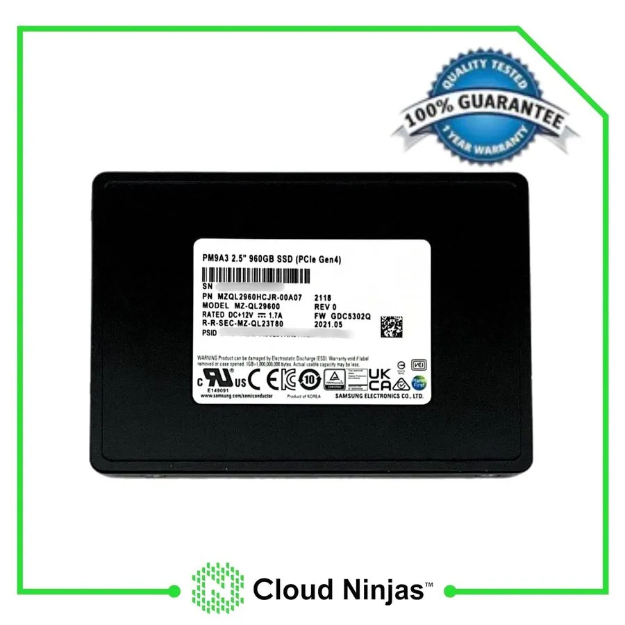 SSD-накопитель Samsung PM9A3 960GB PCI-E Gen4 x4 NVMe 2.5'' U.2 SSD MZ-QL29600 4