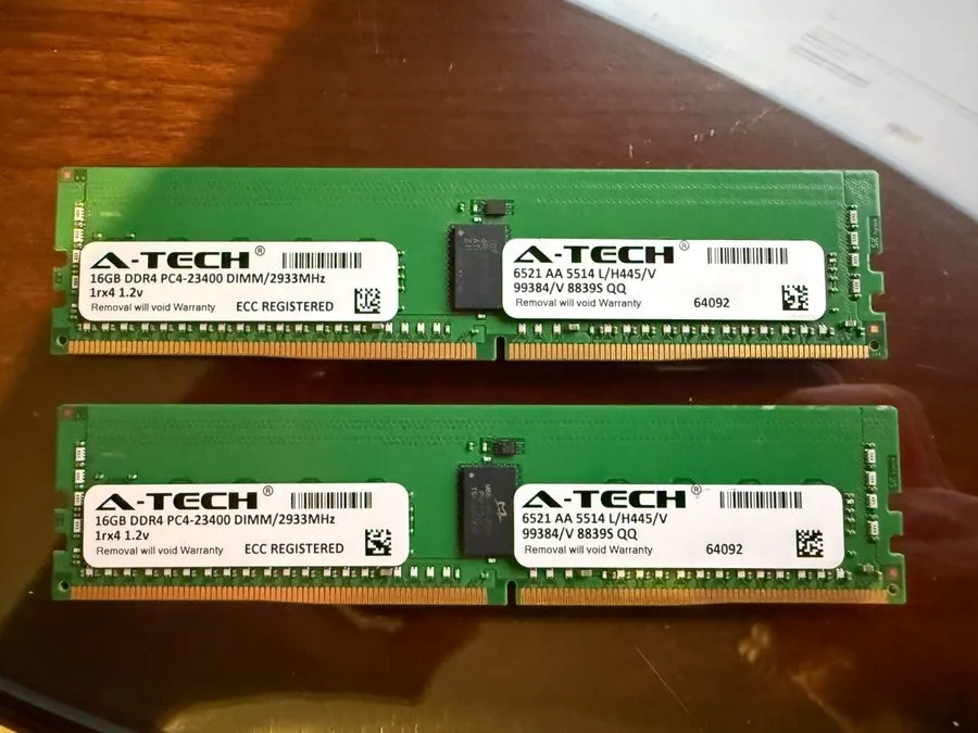 Модуль памяти A-Tech 128GB 4x 32GB 2Rx4 PC4-25600R RDIMM DDR4 3200 ECC REG Serve — фото лота 1