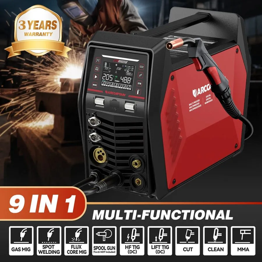 Сварочная маска MIG205MP MIG Welder 9 IN 1 Plasma Cutter/MIG/TIG & Large Viewing — фото лота 1