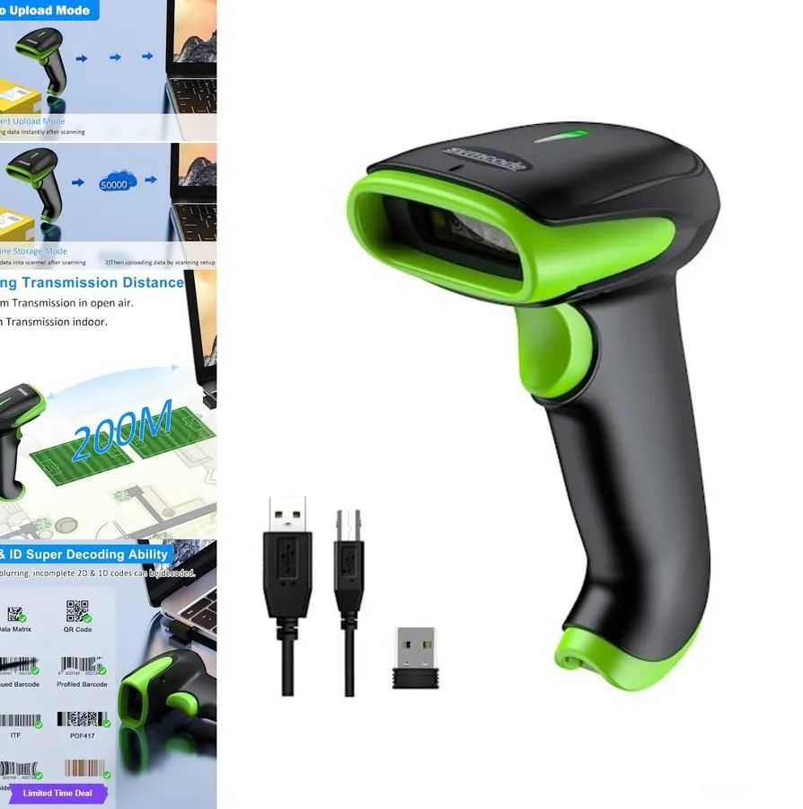 Сканер штрих-кода Wireless Barcode Scanner 2D 1D QR Bluetooth USB 2.4G Handheld 