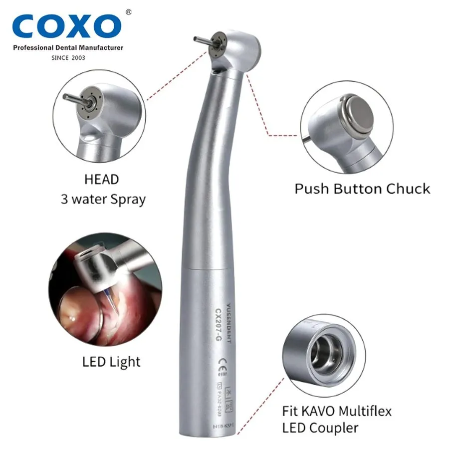 Стоматологический наконечник COXO Dental H16-KTPQ High Speed LED Big Torque Hand — фото лота 1
