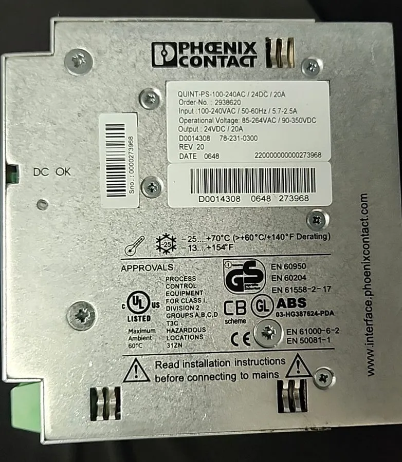 Блок питания Phoenix Contact QUINT-PS-100-240AC/24DC/20A DC Power Supply 24VDC 2