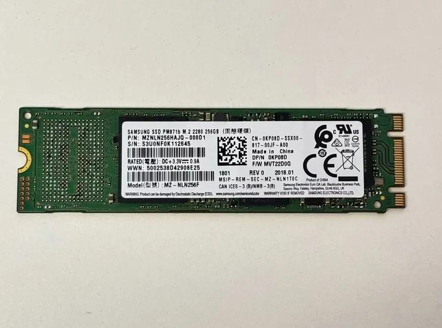 SSD-накопитель Samsung PM871b MZ-NLN256F 256GB M.2 SSD SATA MZNLN256HAJQ-000D1 T