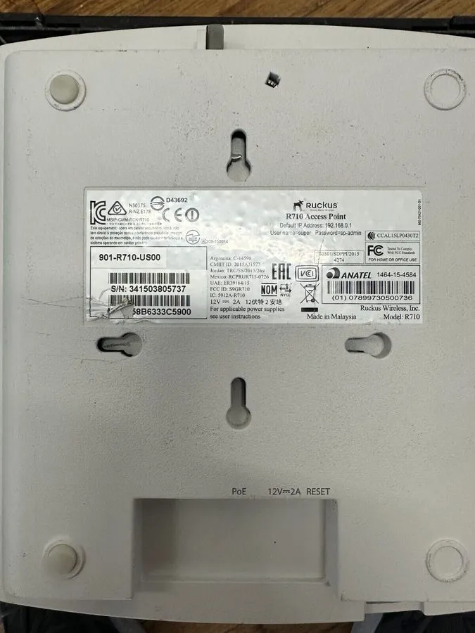 Точка доступа Wi-Fi RUCKUS ZONEFLEX R710 901-R710-US00 802.11AC WAVE 2 WIRELESS 