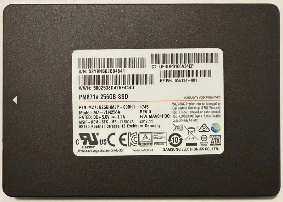 SSD-накопитель 256GB Samsung PM871a SATA 6.0Gbps SSD 2.5" MZ7LN256HMJP-00000 MZ- — фото лота 1