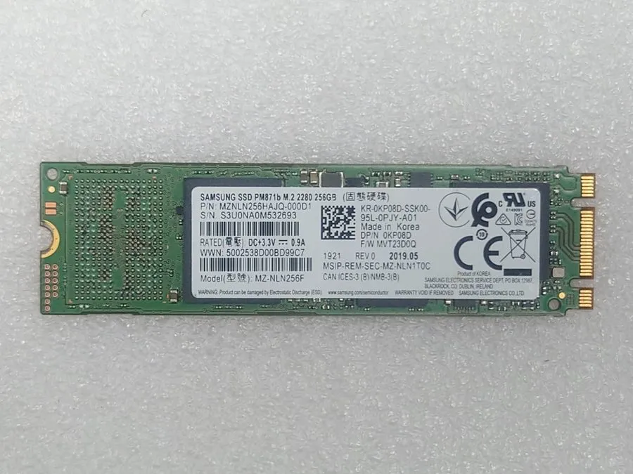 SSD-накопитель Samsung PM871b MZ-NLN256F 256GB M.2 SSD SATA MZNLN256HAJQ-000D1 T