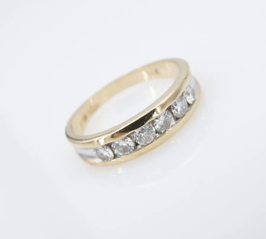 Оборудование Vintage 14k 5 Stone Diamond Stacker Band Ring 2-Tone Gold Size 7.25 — фото лота 2