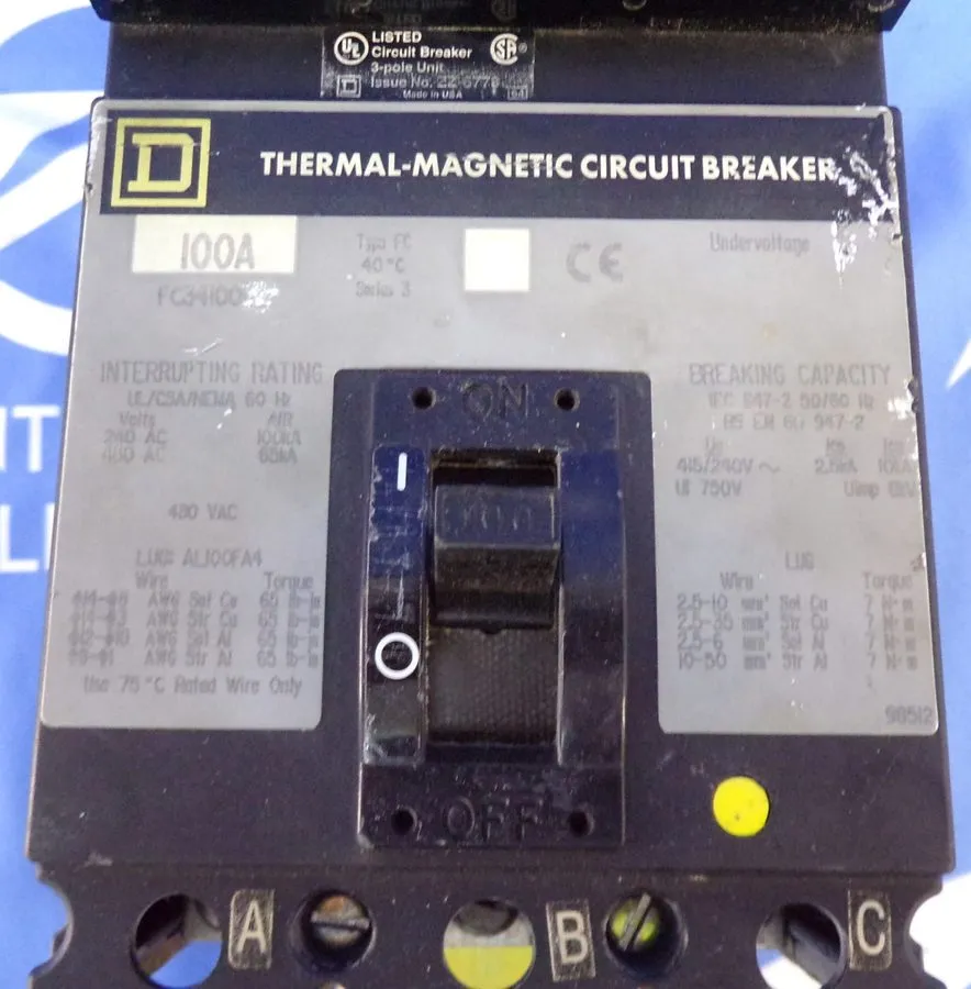 Автоматический выключатель Square D FC34100 circuit breaker Iline 3pole 100 amp 