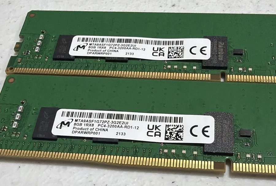 Модуль памяти Micron 8GB 1Rx8 PC4-3200AA-RD1-12 ECC REG Server Memory MTA9ASF1G7