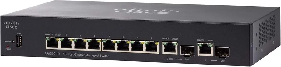 Коммутатор Cisco SG350-10-K9-NA 10-Port Gigabit Managed Switch