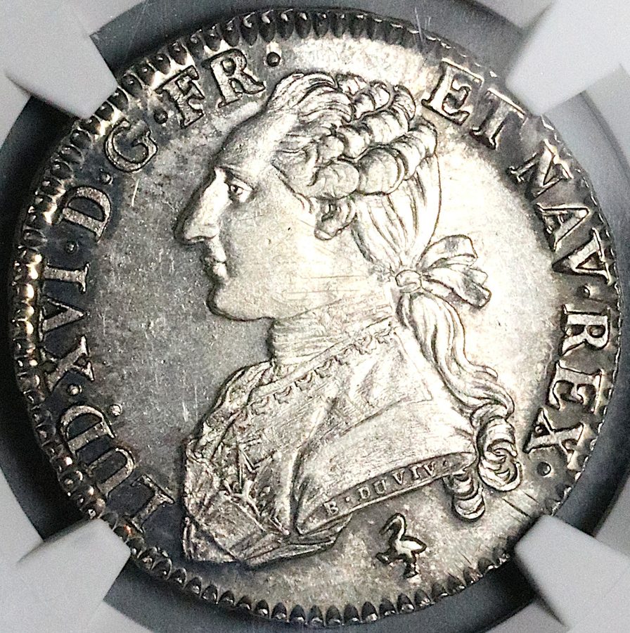 Лабораторный прибор 1789-A NGC MS 64 Louis XVI France 1/2 Ecu Paris Gem Coin POP — фото лота 1