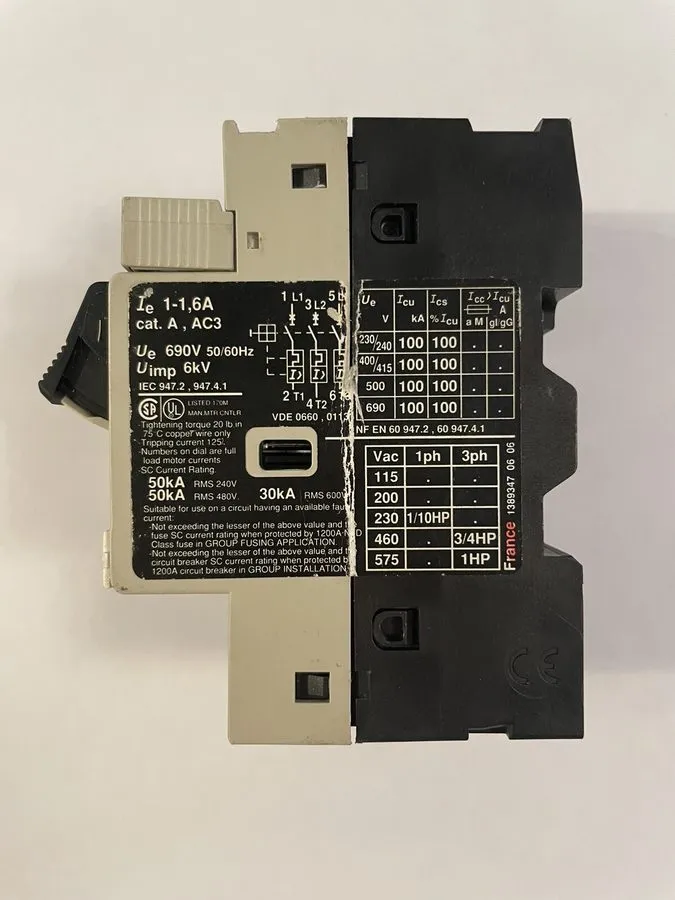 Автоматический выключатель Telemecanique Motor Circuit Breaker GV2-M06 1-1.6A GV