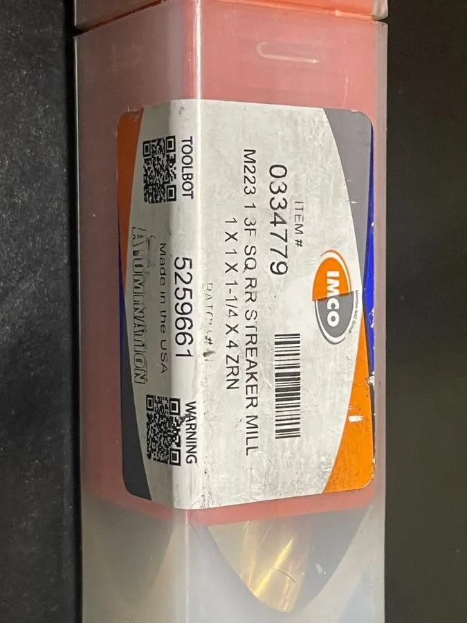 Режущий инструмент IMCO 0334779 1in 3F SQ M223 Streaker ZrN Carbide End Mill — фото лота 1