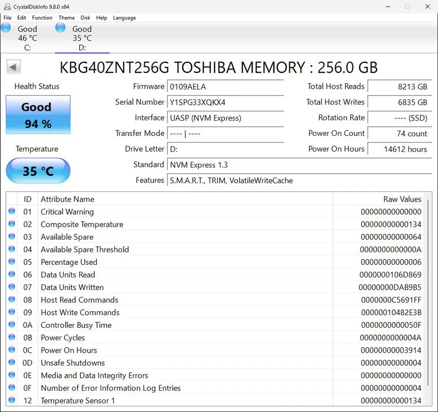 SSD-накопитель Toshiba Kioxia 256GB SSD PCIe NVMe M.2 01FR901 Solid State Drive  — фото лота 1